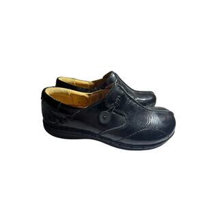 New Clarks Women 7 Unstructured Comfort Patent Leather Black Loafer Slip On Boho